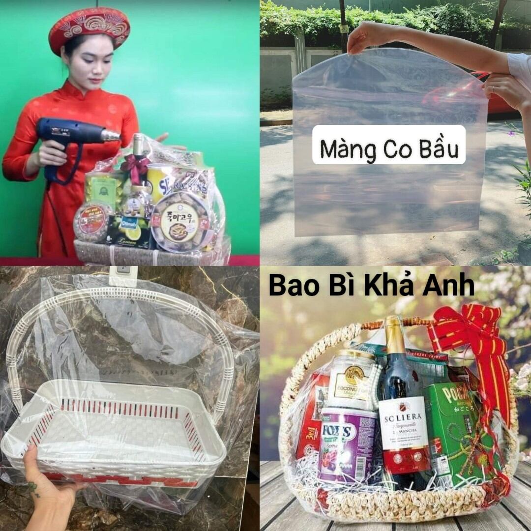 20 túi MÀNG CO TÚI  BỌC GIỎ QUÀ TẾT SIZE 70X90cm (Sản phẩm là bán Phụ Kiện màng co Không bán Giỏ Quà) - Bao BÌ Khả Anh