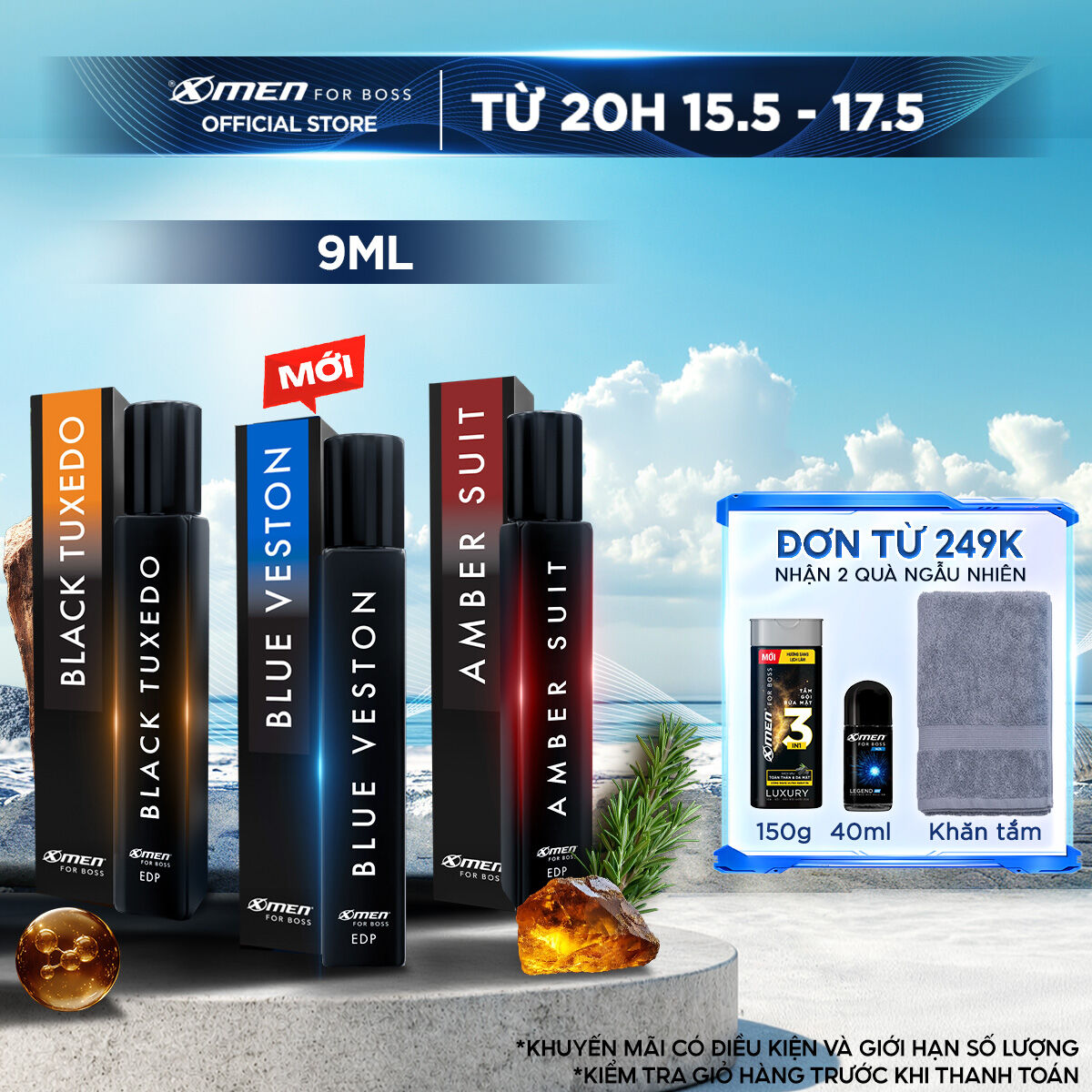 Nước Hoa Cao Cấp Xmen for Boss EDP Blue Veston /  Black Tuxedo /  Amber Suit 9ml