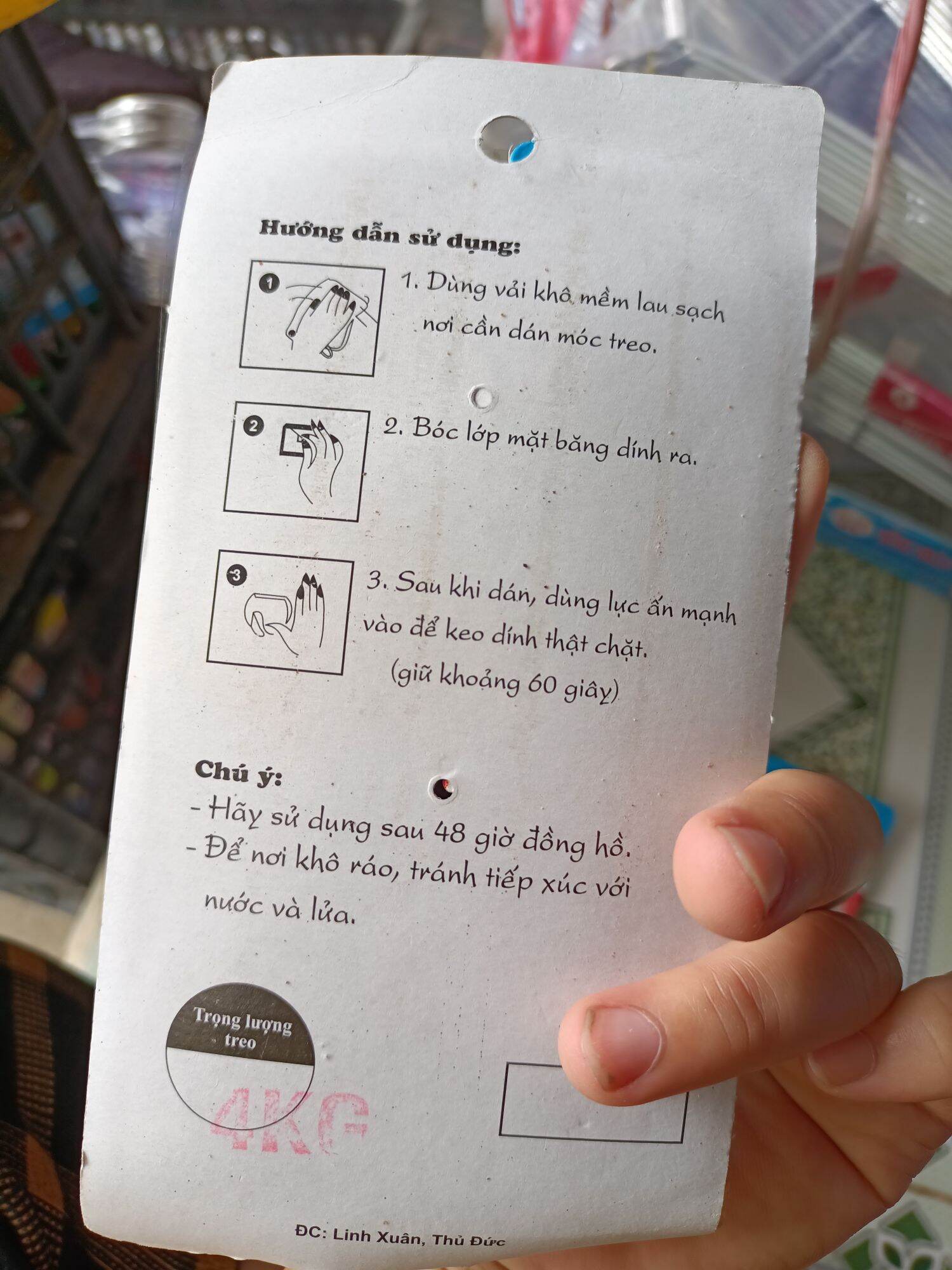 móc dán tường có đinh đóng (vỉ 3 cái)