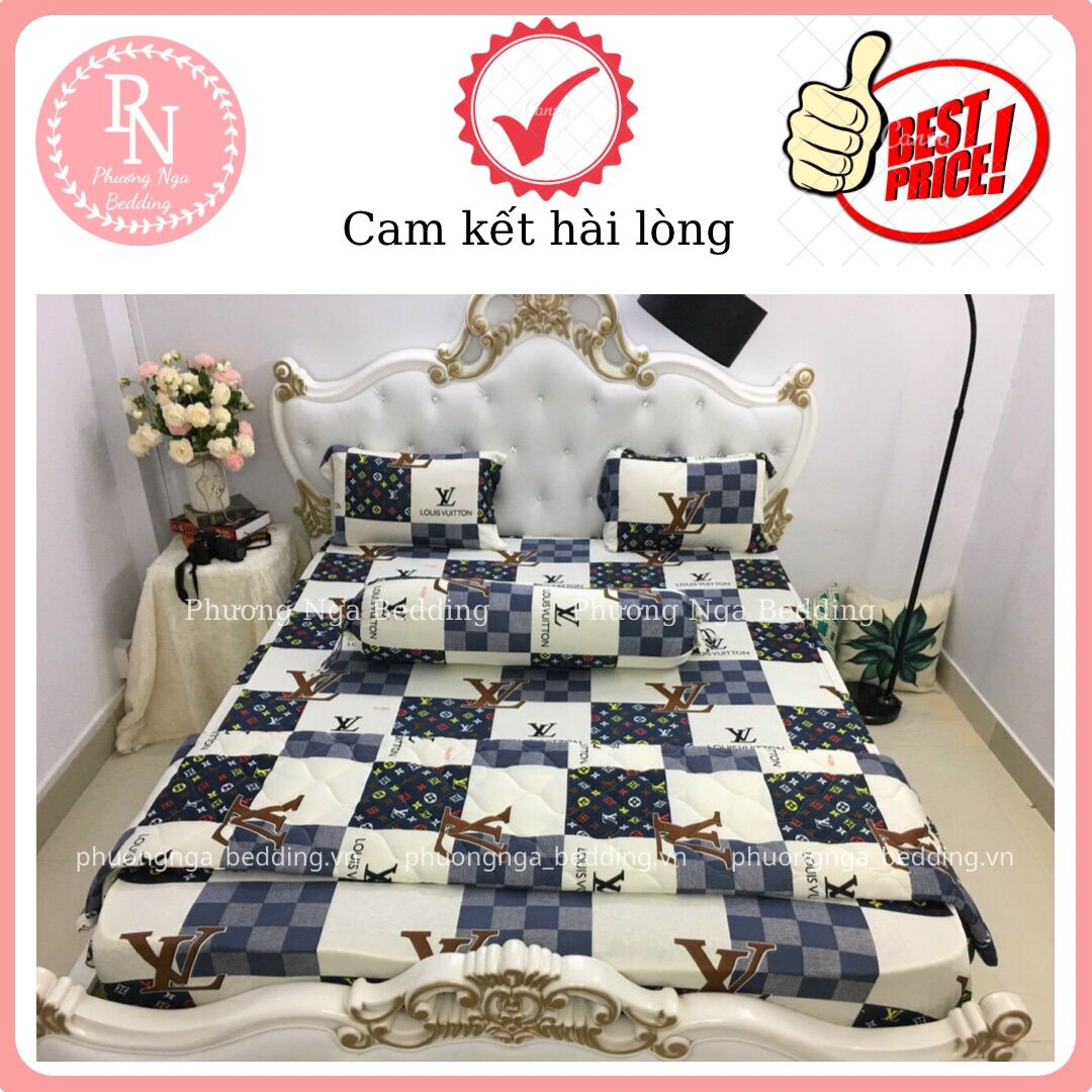 Bộ ga 4 món thun lạnh Hàn Quốc họa tiết LV