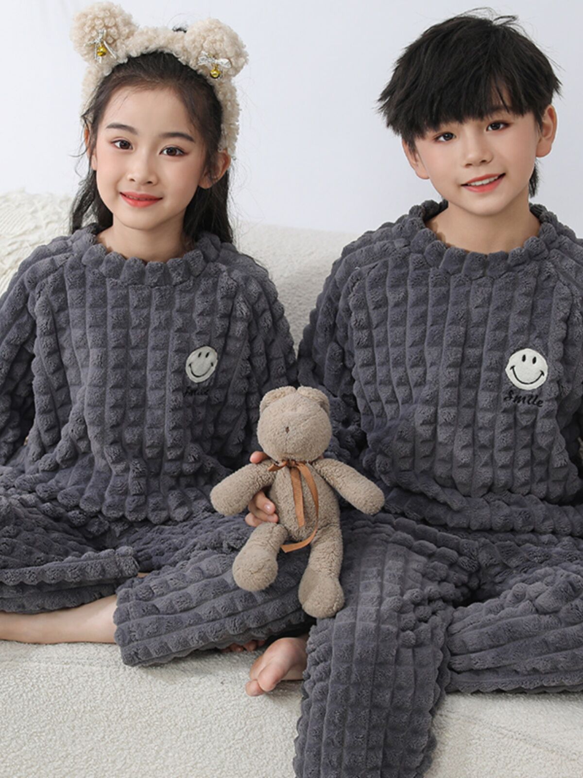 Bộ Đồ Ngủ Lông Cừu Coral Dày Dặn Cho Trẻ Em Mùa Đông, Quần Áo Mặc Nhà Ấm Áp, Thoải Mái, Dễ Thương, Phong Cách Thường Ngày, Mặc Ở Nhà