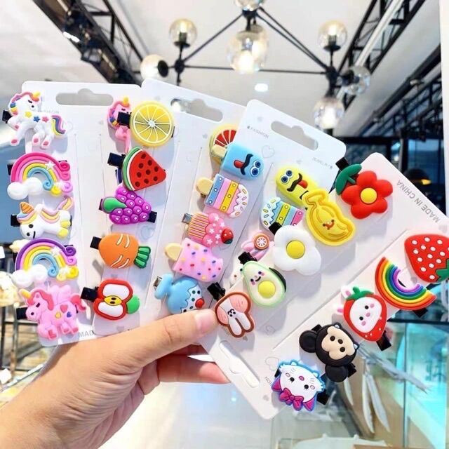 Vỉ 10 kẹp tóc cute nhiều hình cho bé yêu STYLE HÀN QUỐC