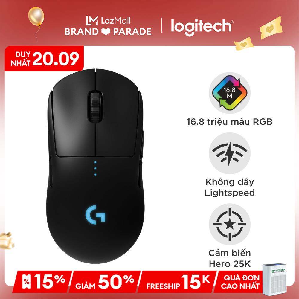 [ONLY 20.9 - VOUCHER 15%] Chuột game không dây Logitech G Pro Wireless - Thiết kế cấp độ Esport, nhẹ, cảm biến Hero 25k, RGB Lightsync, Lightspeed
