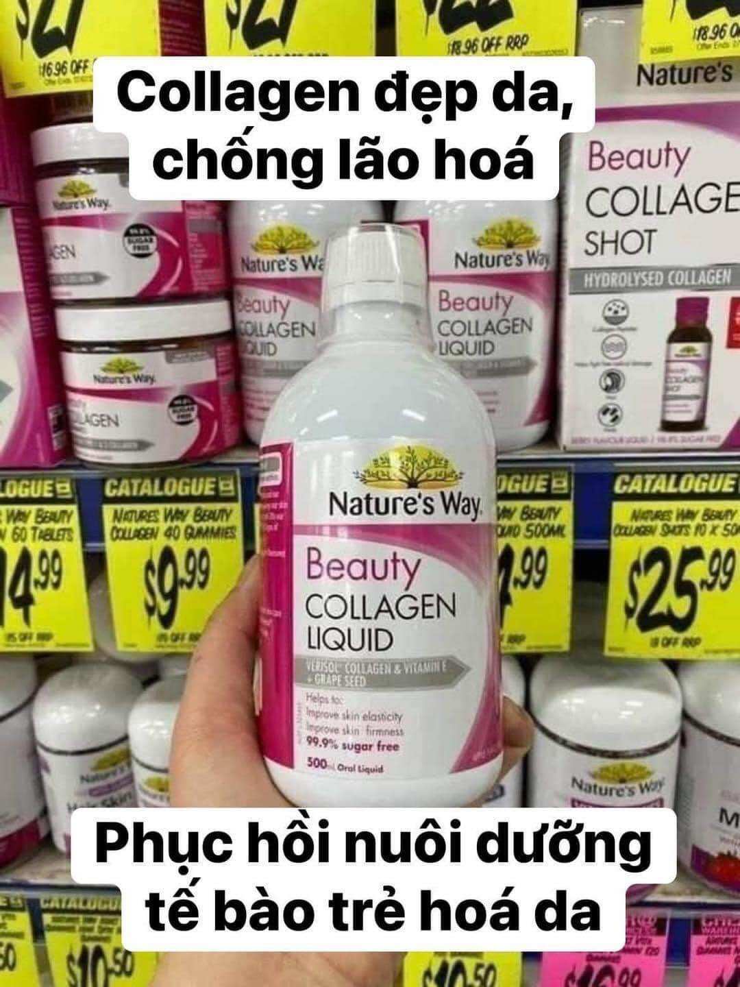 Nước uống đẹp da móng tóc Beauty Collagen Liquid Beauty 500ml của Úc