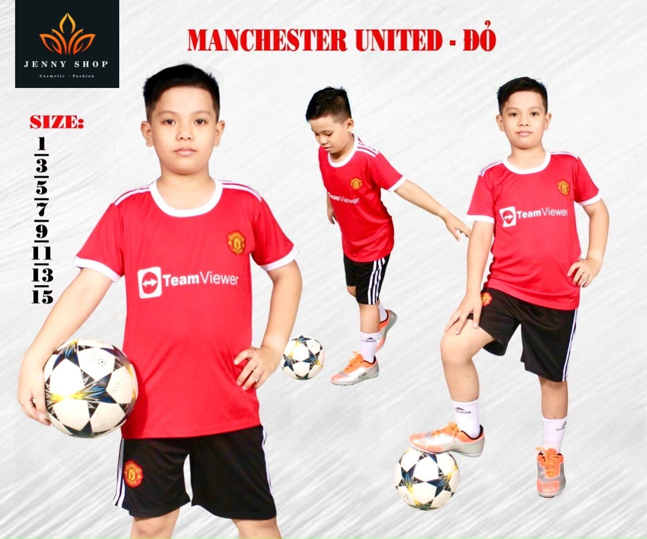 Bộ quần áo bóng đá trẻ em clb manchester đỏ