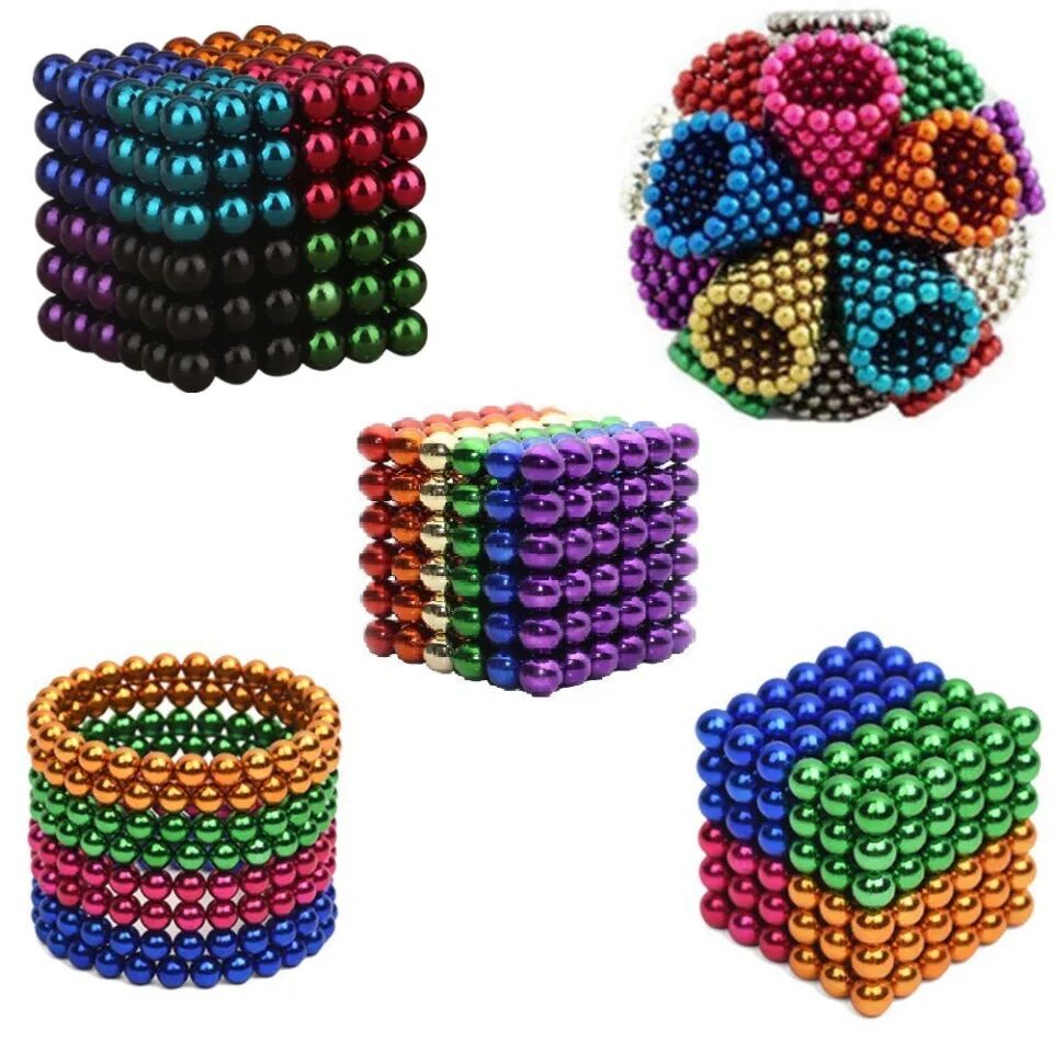 Combo 216 viên bi nam châm tròn 8 màu 5mm kích thích sáng tạo em bé