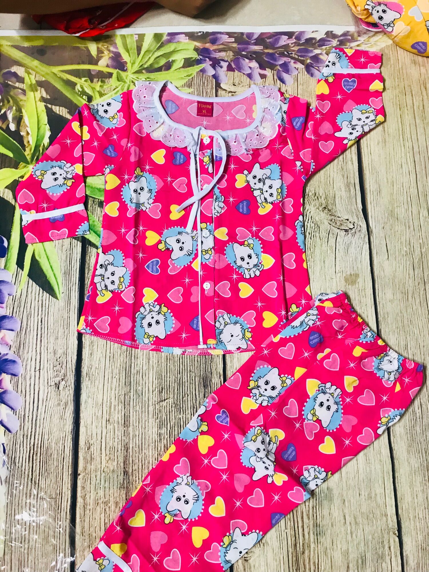 (HCM) COMBO 3 BỘ PIJAMA LỤA TAY DÀI CHO BÉ GÁI 6-20KG