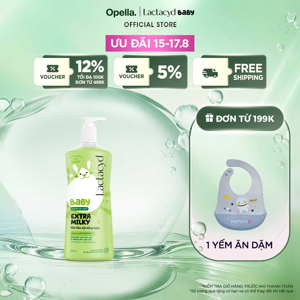 Sữa Tắm Gội Trẻ Em Lactacyd Baby Extra Milky Làm Sạch Dịu Nhẹ và Dưỡng Ẩm Vượt Trội Size Jumbo 800ml