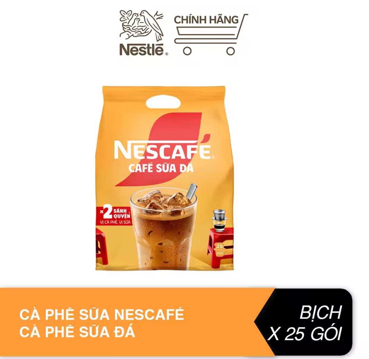 Nescafe' Cà phê sữa đá bịch 25 gói (Bao bì mới)