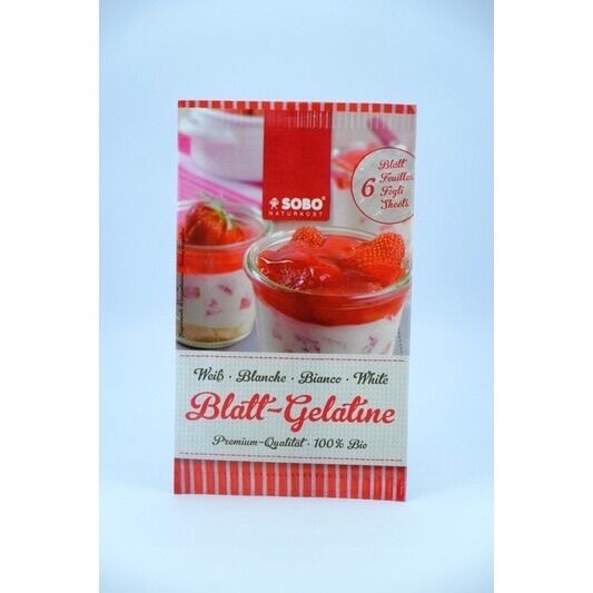 Gelatine hữu cơ dạng lá Sobo Đức 10g (6 lá)