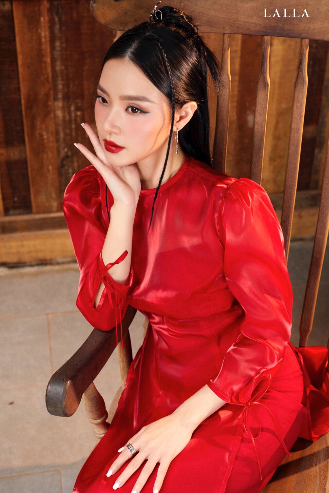 LALLA - Áo dài Diên Hy tay lỡ cổ tròn nữ( không kèm quần)
