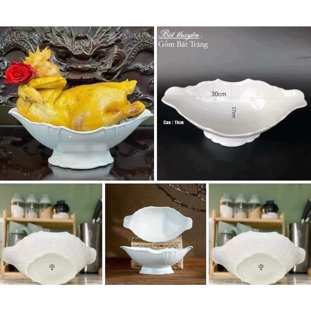 Bát thuyền đựng gà cúng hoặc trang trí hoa quả