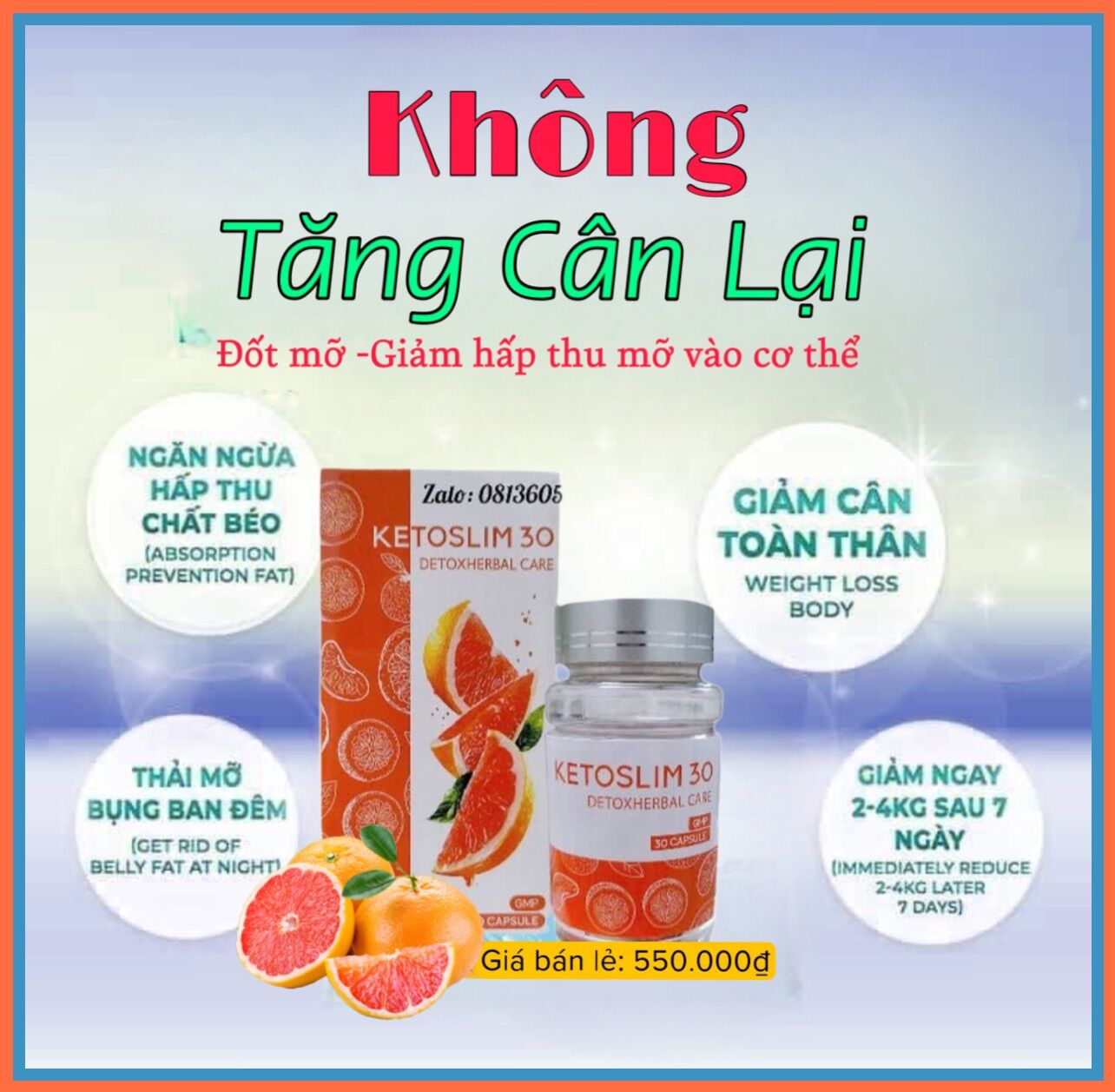 Giảm Cân Nhanh Keto Bưởi Thái Lan Siêu Mạnh hộp 30viên