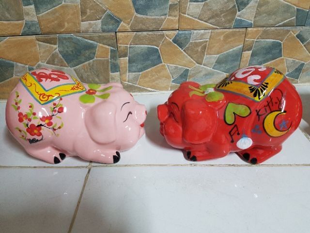 Lợn mắt híp chất liệu Gốm sứ cao cấp size 26x16x16cm