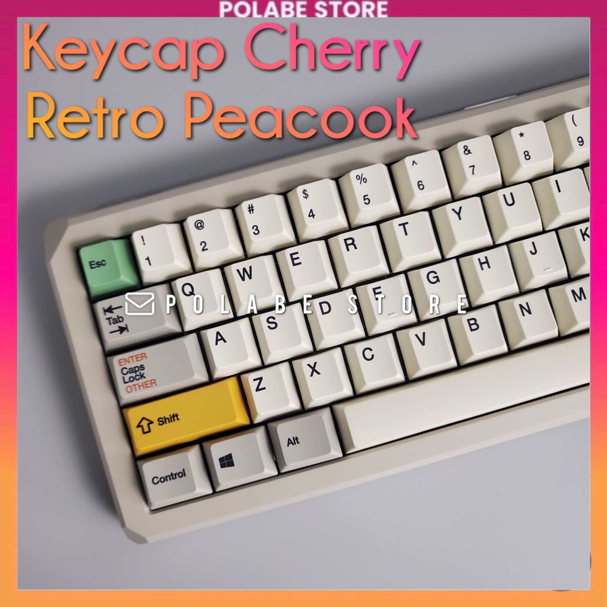 Keycap Retro Peacook Cherry profile PBT Dyesub bàn phím cơ Polabe Store