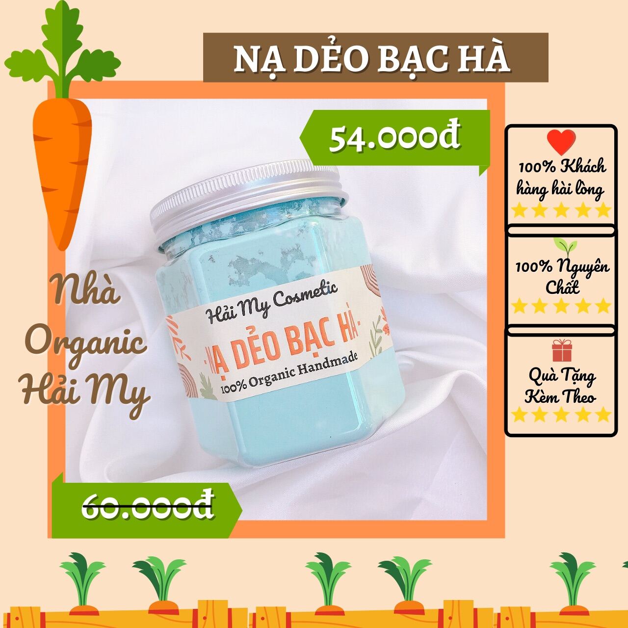 [Hủ Pet] Nạ Dẻo Bạc Hà Trà Xanh Nguyên Chất 100% - Bột Thiên Nhiên Handmade - Hải My Cosmetic