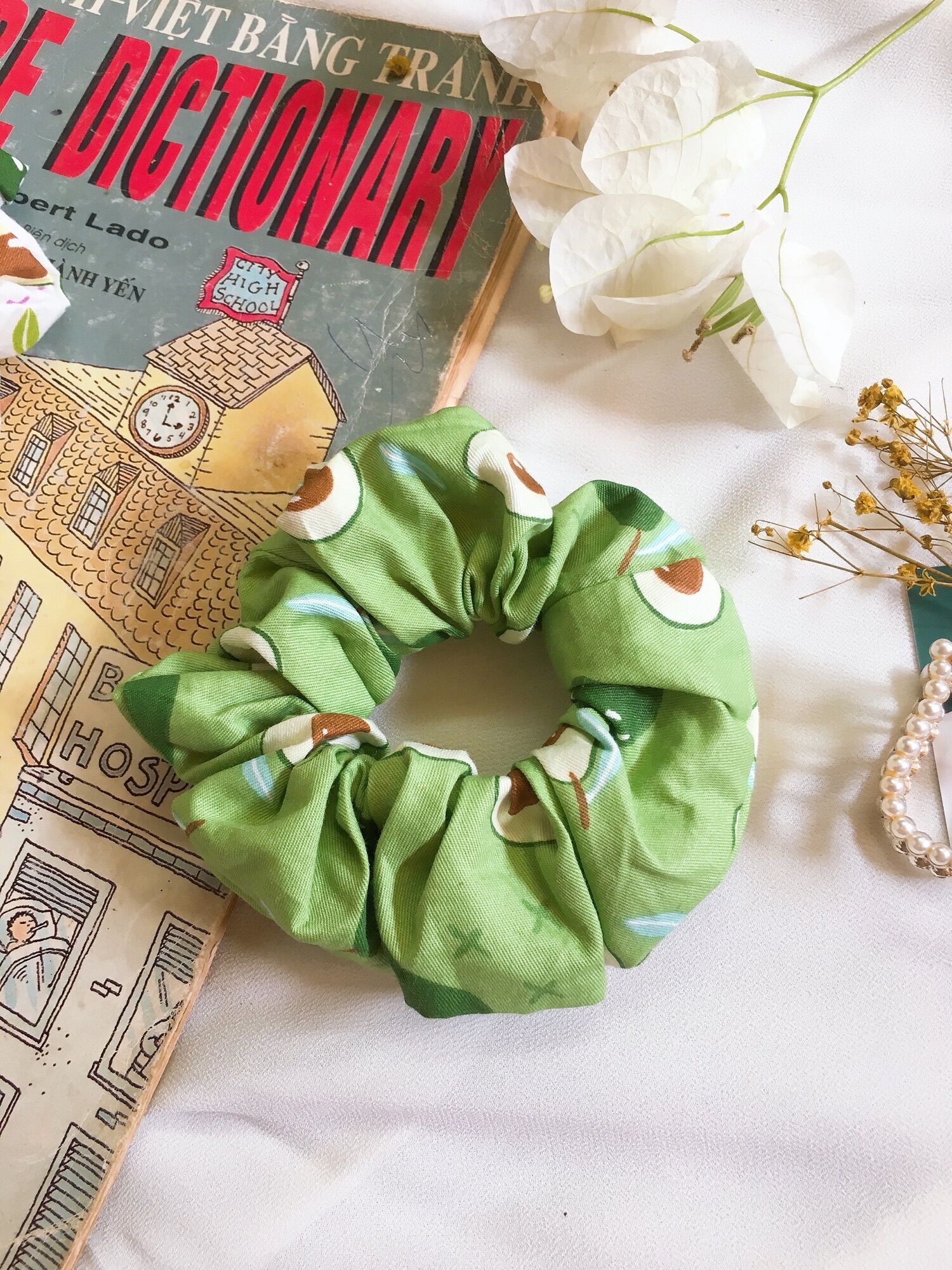 Dây cột tóc scrunchies quả bơ dễ thương