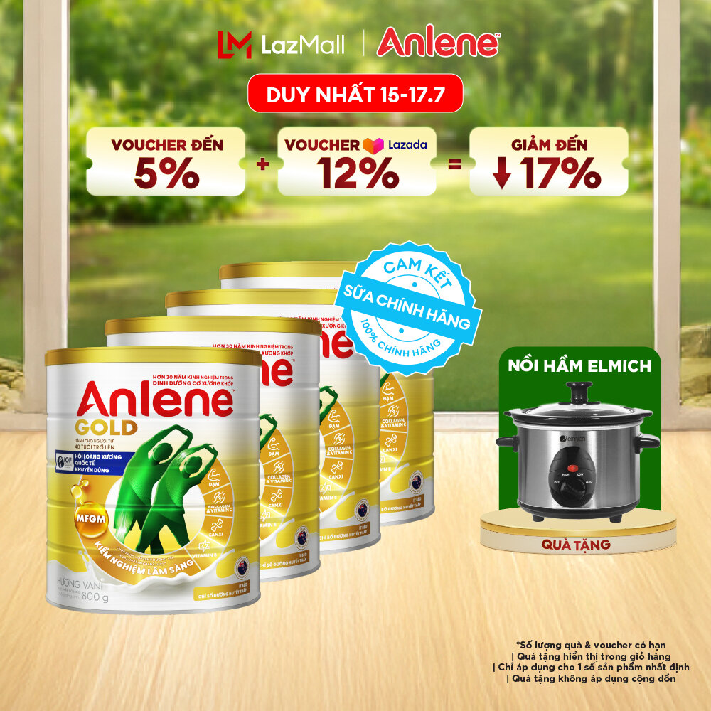 [Voucher giảm đến 26%]Combo 4 Sữa Bột Anlene Gold Hương Vani 800G