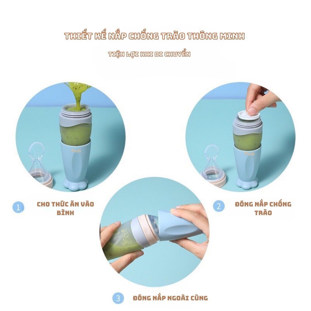 Bình thìa ăn dặm MOLLI - Bình thìa silicon cho bé