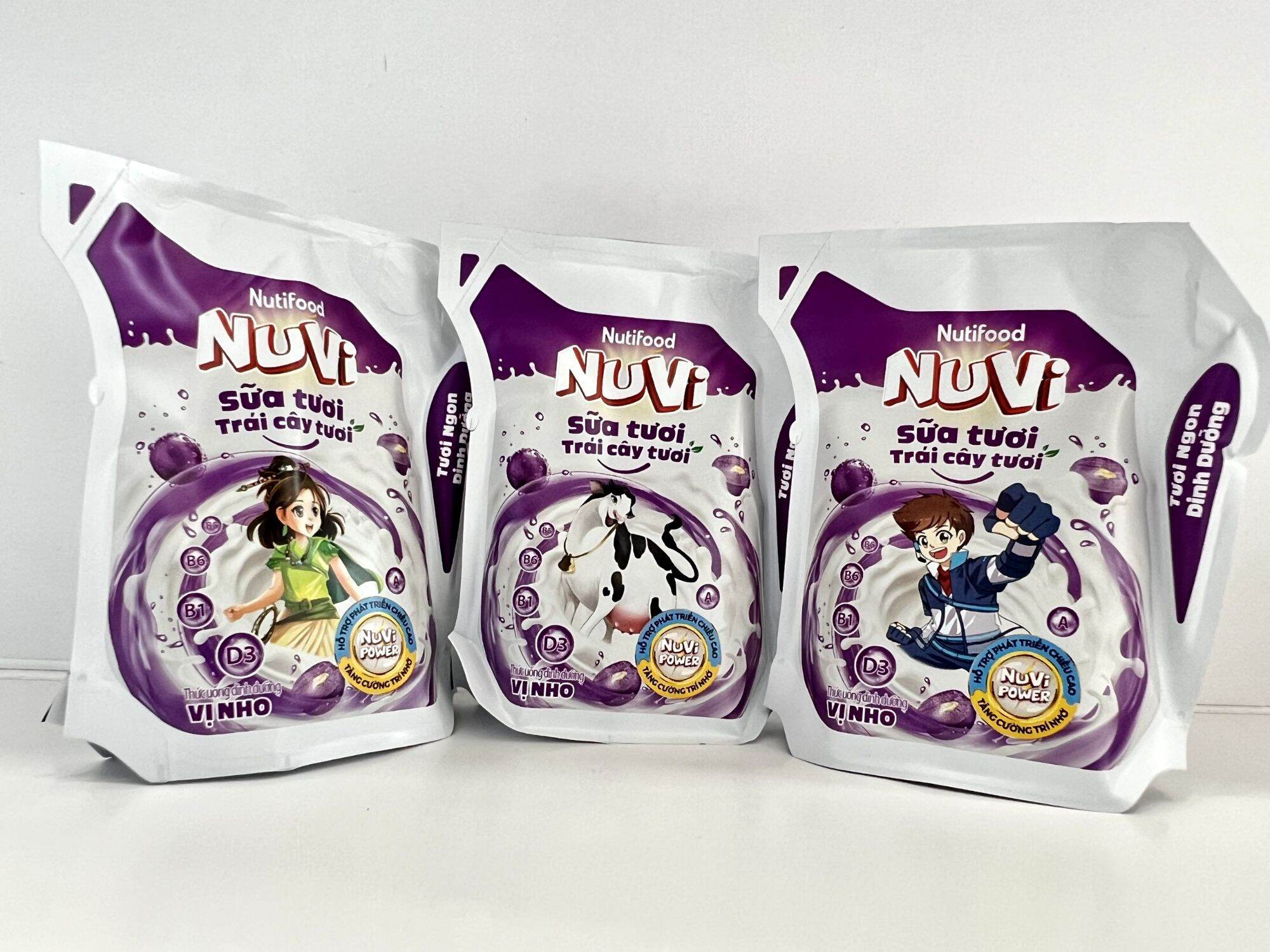 Thùng 24 túi sữa tươi trái cây tươi vị Nho túi 110ml