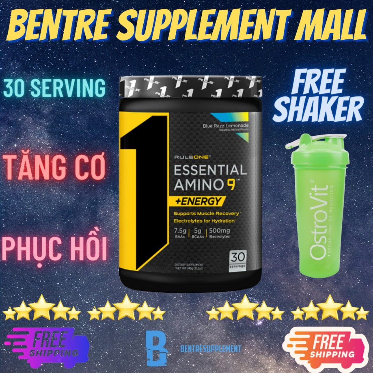 Rule 1 r1 essential amino 9, 30 servings + energy