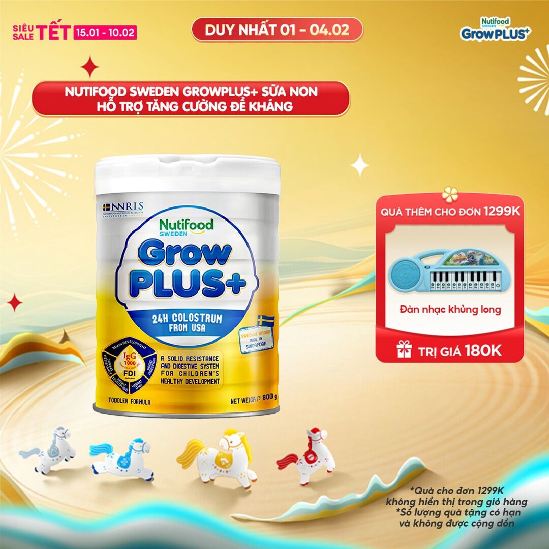 Sữa bột Nutifood GrowPLUS+ Sữa Non 24h - Hỗ Trợ Tăng Cường Đề Kháng (Lon 800g)