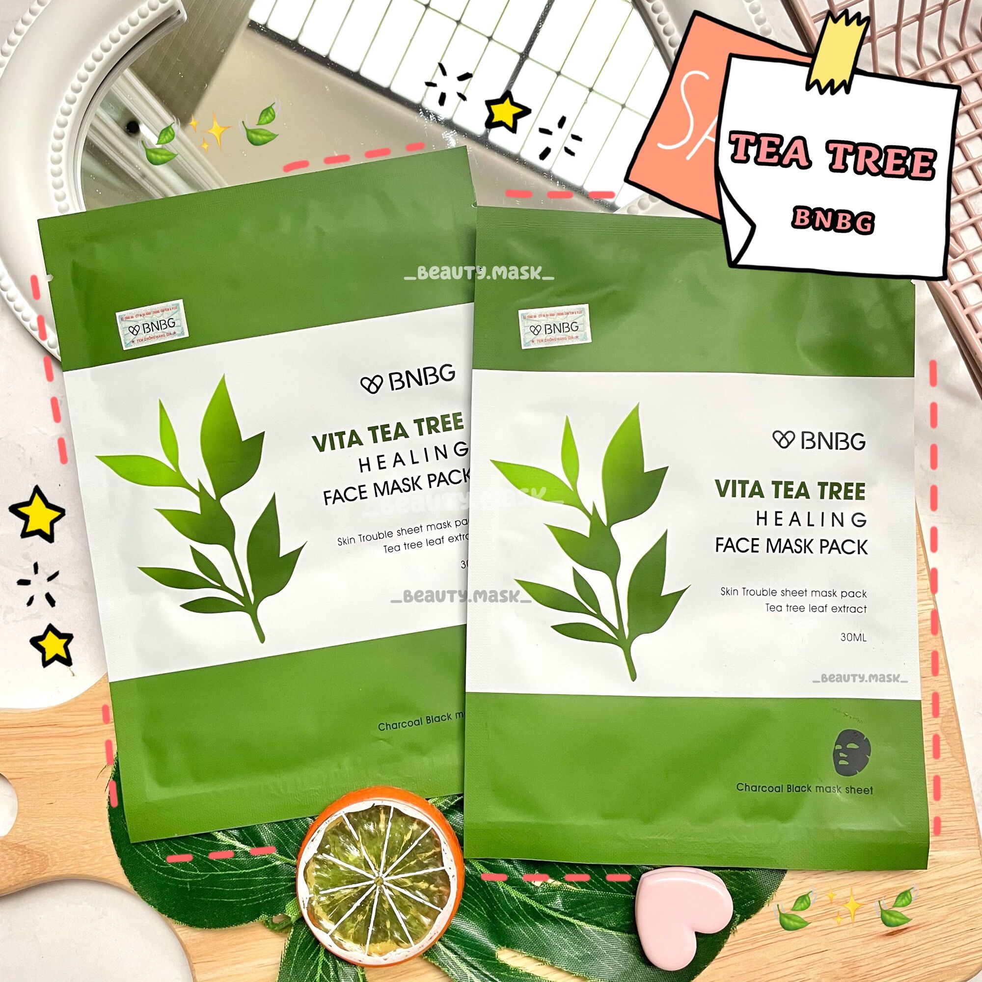 🍀🍃 Mặt nạ tràm trà thải độc, ngừa mụn từ nhà BNBG - Hàn Quốc 🍃🍀