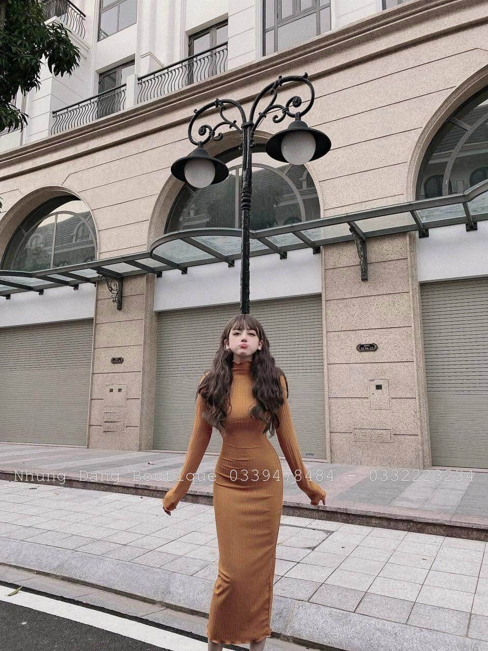 Đầm body tay dài cổ lọ form 47kg