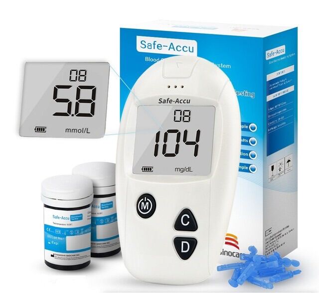 Máy đo đường huyết Safe-Accu Sinocare tặng 25que + 25kim