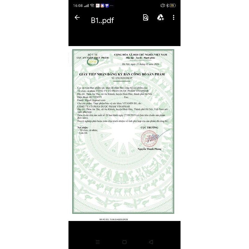 Vitamin b1 viên xanh lọ 100 viên