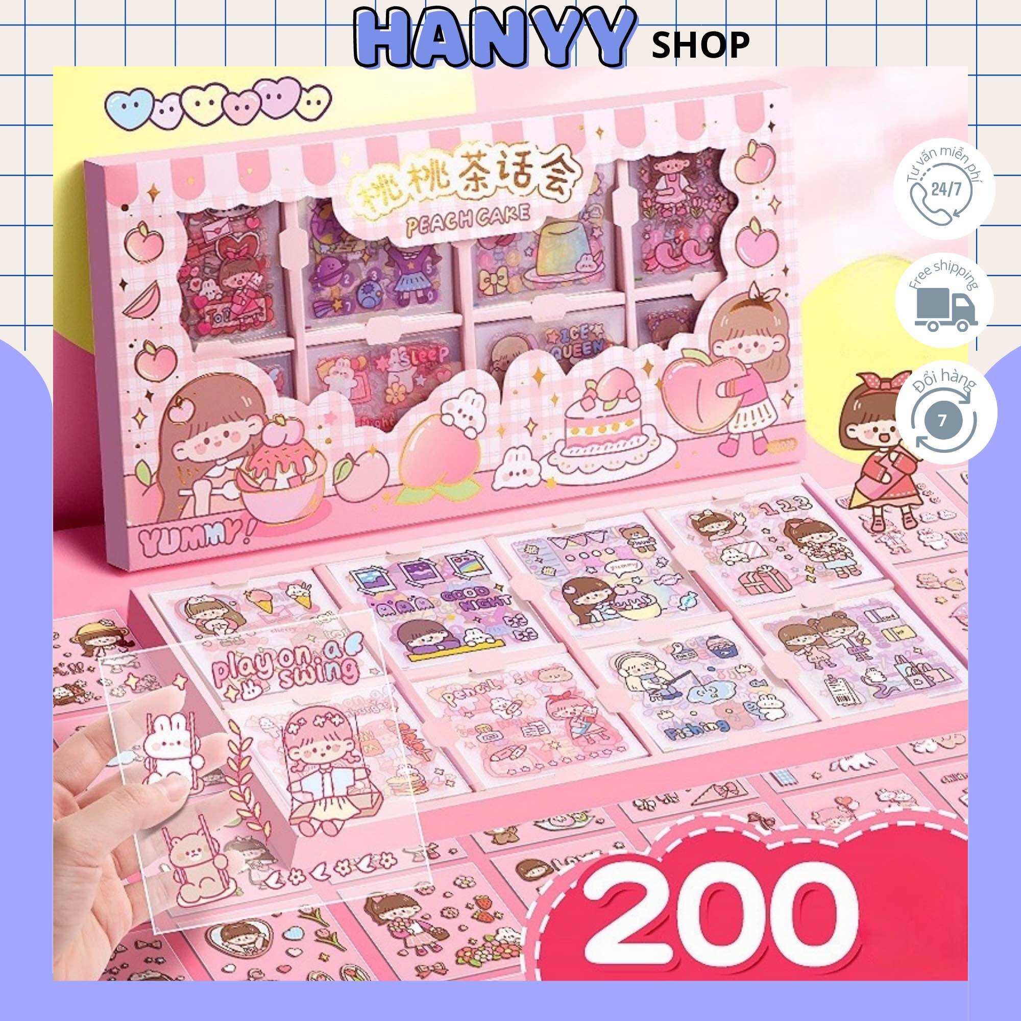 Set 10 tấm sticker trang trí sổ journal cute dễ thương không thấm nước
