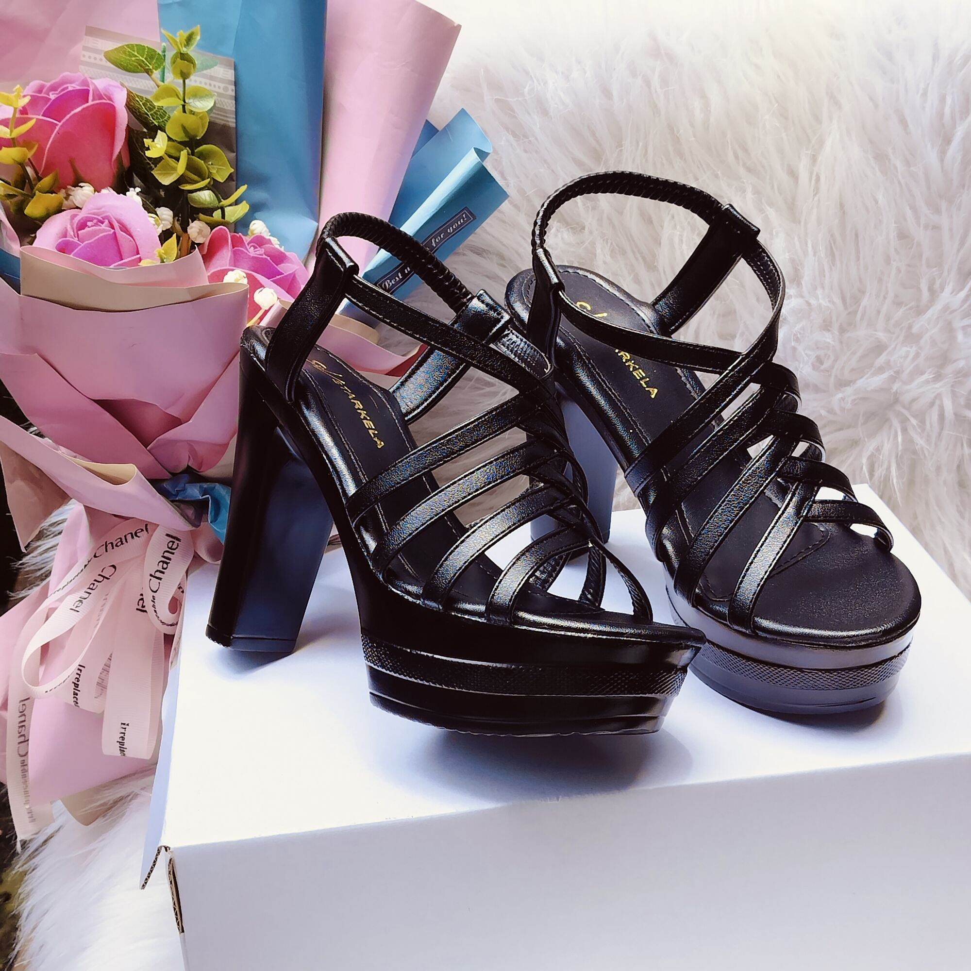 Sandal cao gót nữ đế xuồng cao 12p.hậu thun