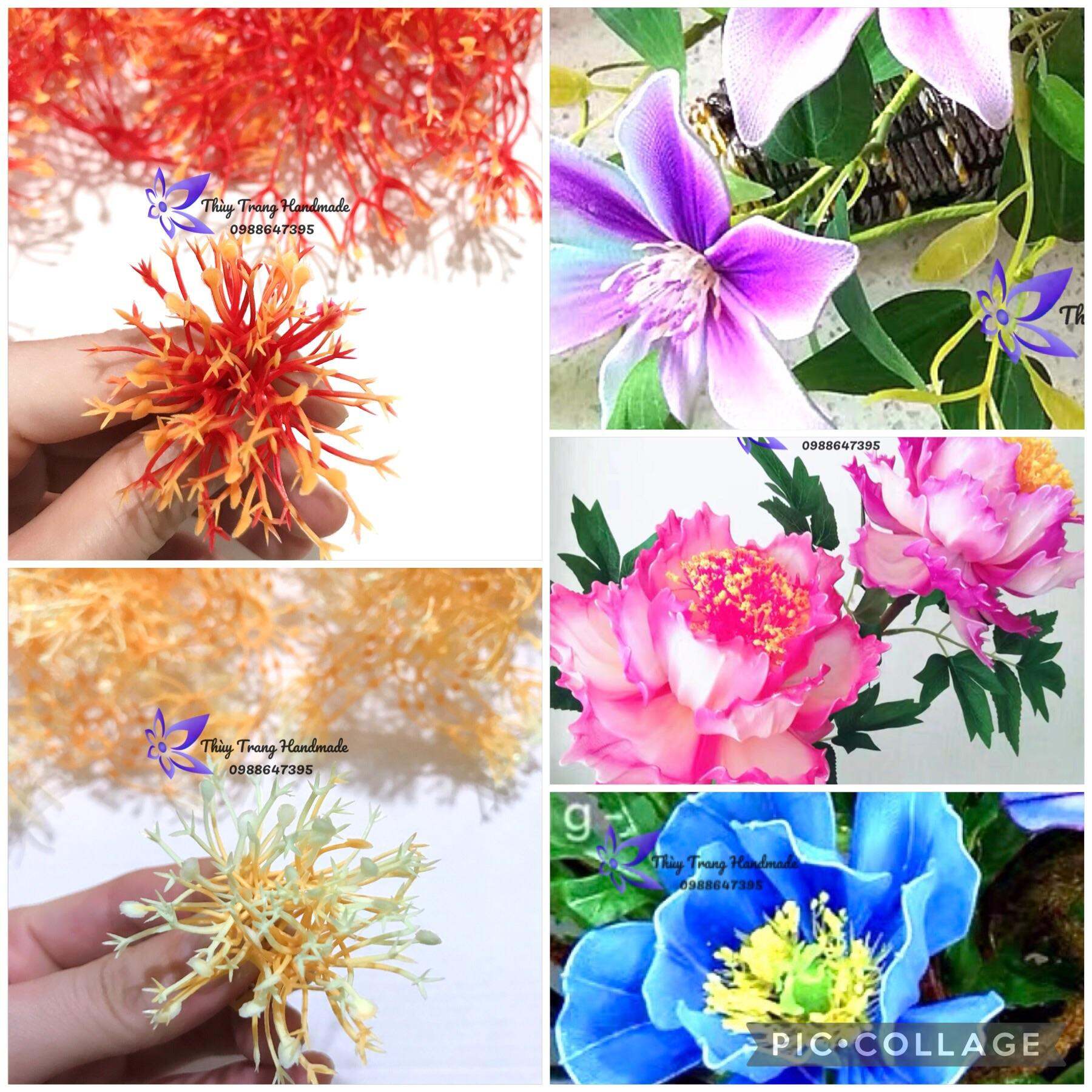 1 chùm nhuỵ 12 tia (nhuỵ hoa mẫu đơn) làm hoa voan, hoa giấy