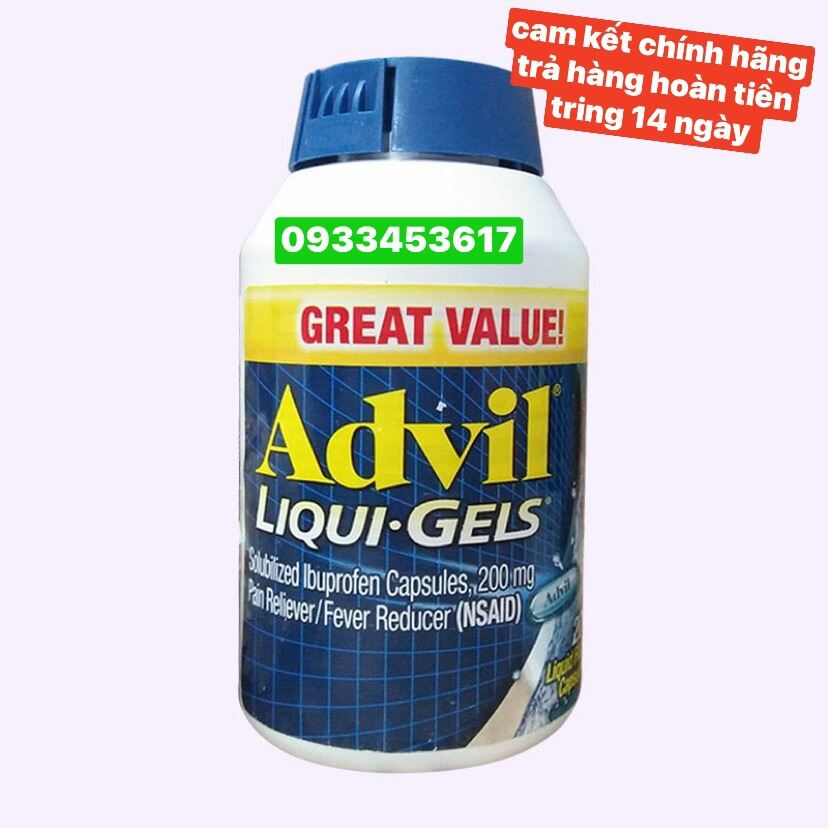 Advil liqui Gels 200 viên của Mỹ  Hàng Chính hãng