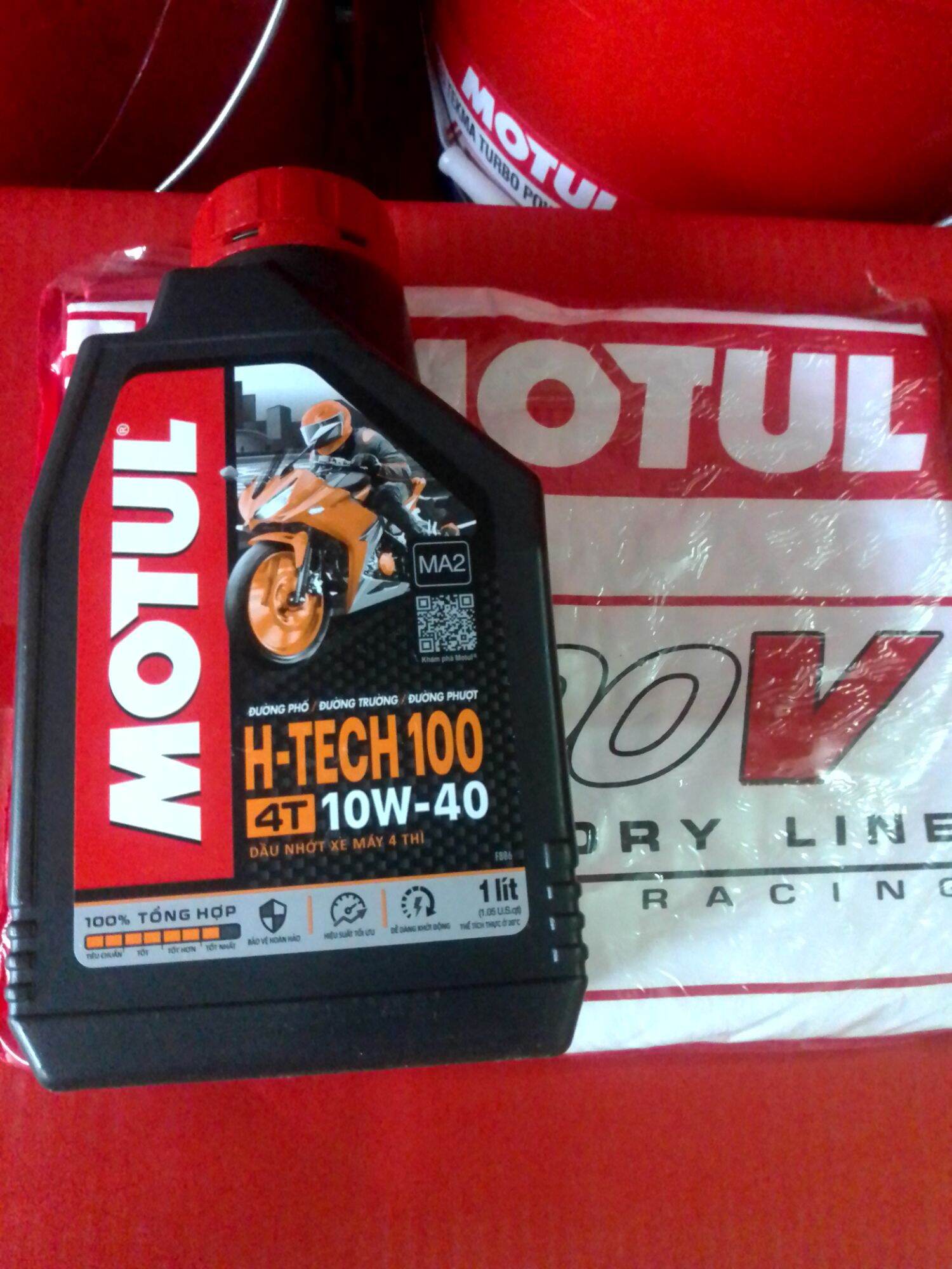 Dầu Nhớt Motul H-Tech 100 10w40 1Lít sử dụng cho mọi loại xe máy 4 thì xe mô tô phân khối lớn xe D