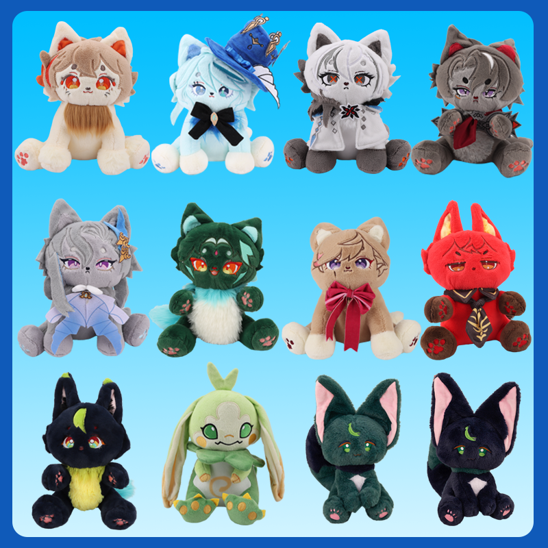 Genshin Tác Động Kazuha Arlecchino Furina Meow Plushie 30Cm Kawaii Nhồi Bông Anime Đồ Chơi Mèo Cho M