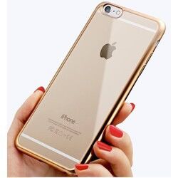 Ốp dẻo trong viền vàng cao cấp iphone 6plus, 6 plus , 6S Plus