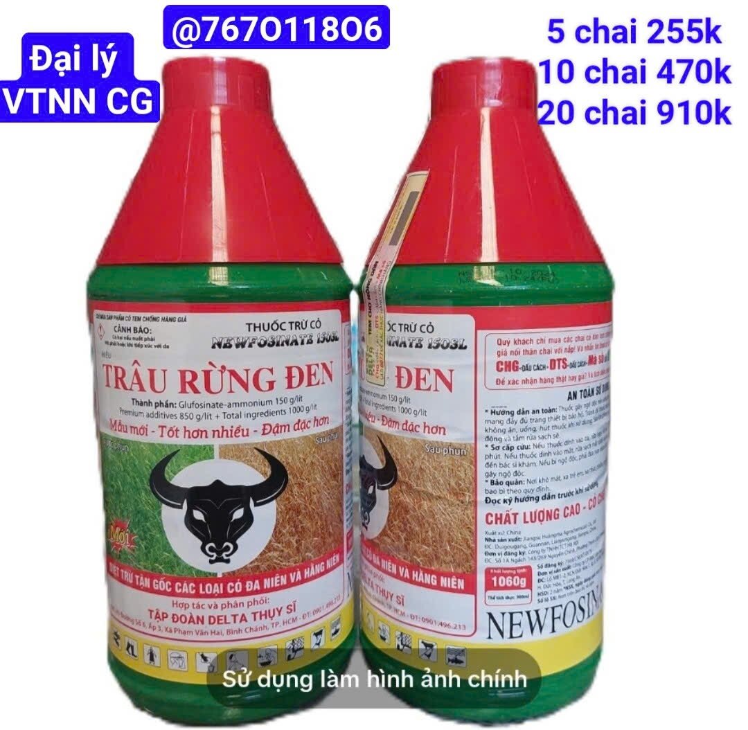 Thuốc trừ cỏ TRÂU RỪNG ĐEN chai 900ml Newfosinate 150sl Trừ các loại cỏ mọc dại tận gốc