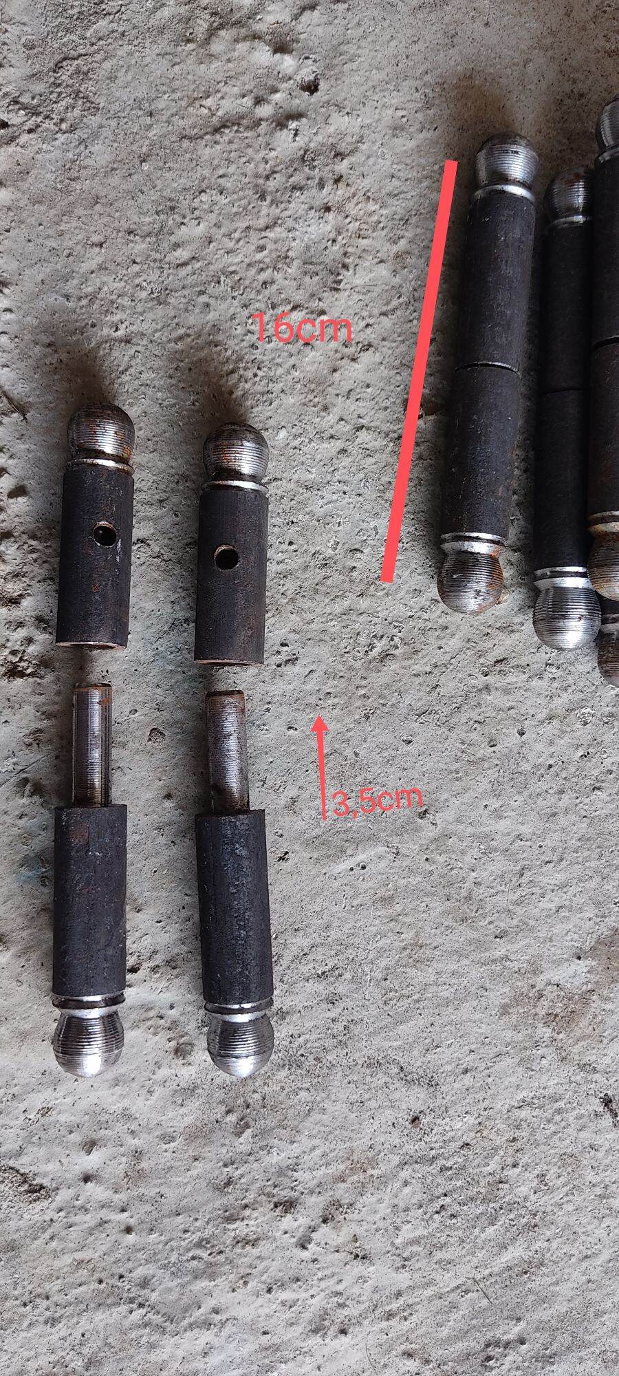 bản lề phi 22 mm, dài 16 cm ,ngõng 3,5 cm