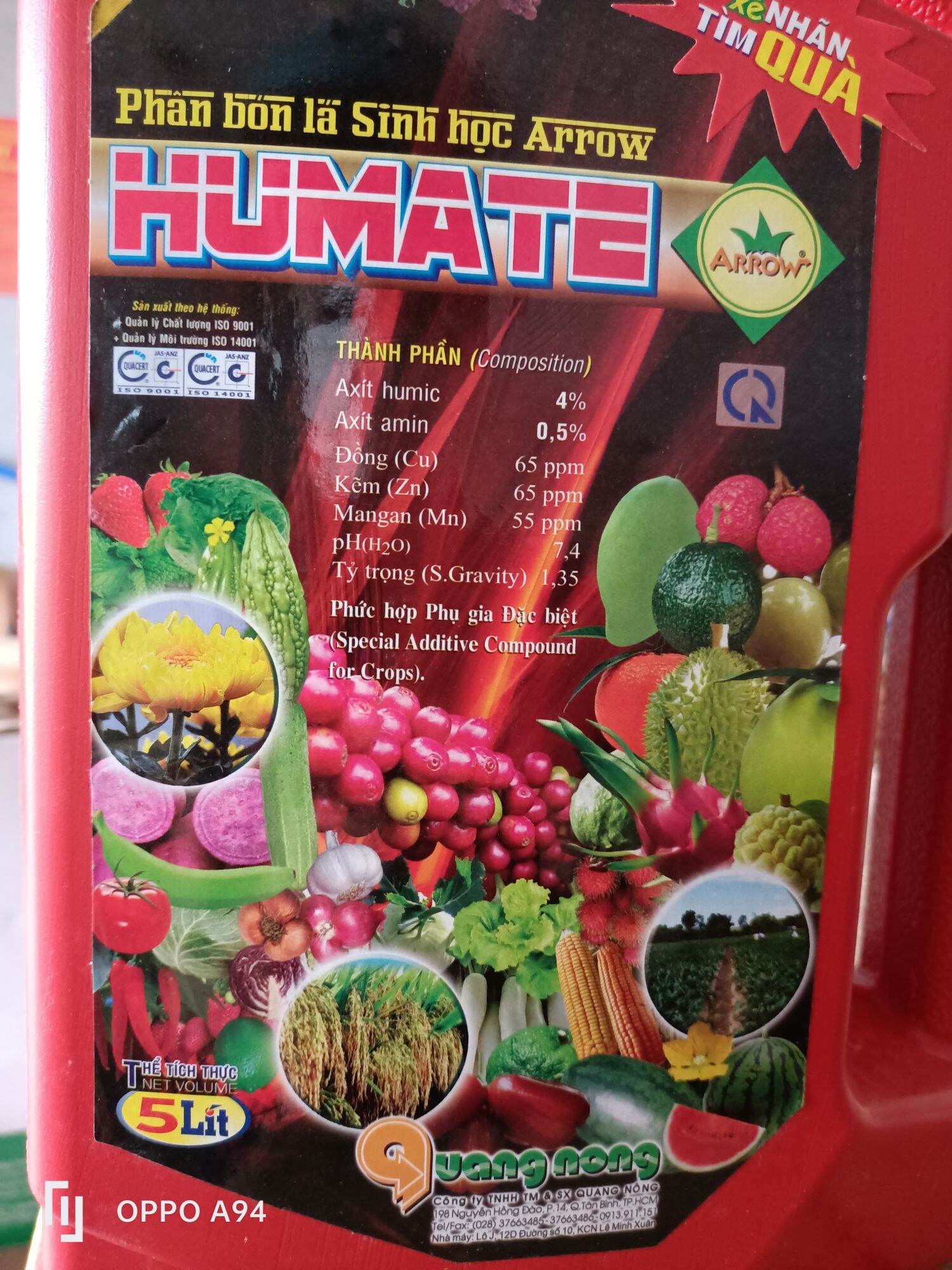 Phân bón lá sinh học arrow HUMATE can 5lít