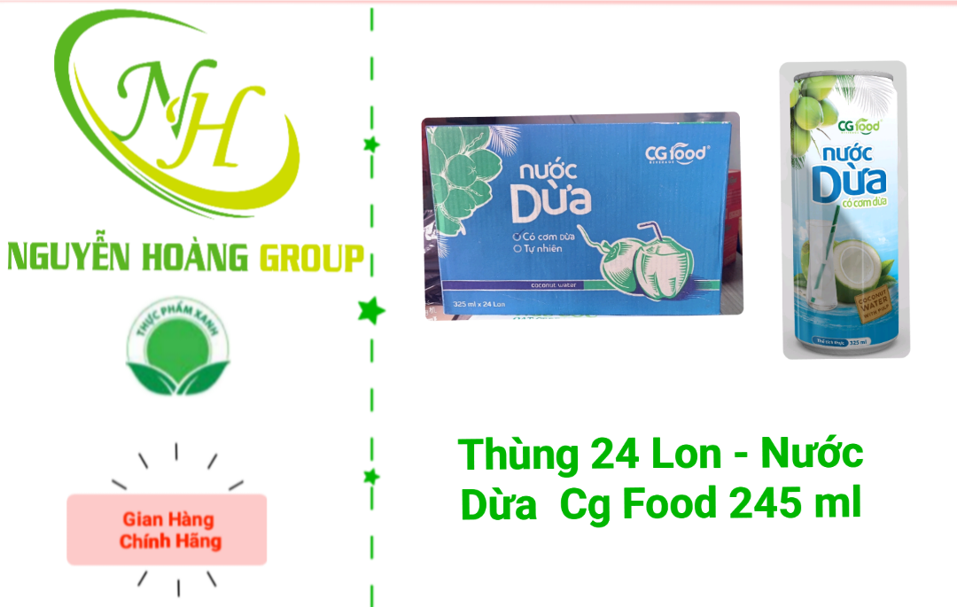 THÙNG 24  LON : Nước Dừa Có Cơm Dừa  Cg Food 245 ml