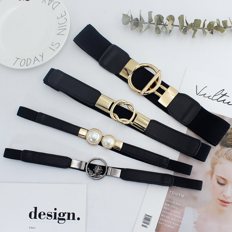 Thắt Lưng Co Giãn Cho Nữ Thắt Lưng Thắt Eo Mỏng Đa Năng Cho Váy Thắt Lưng Da Màu Đen Ôm Sát Eo Thắt Lưng Thắt Eo