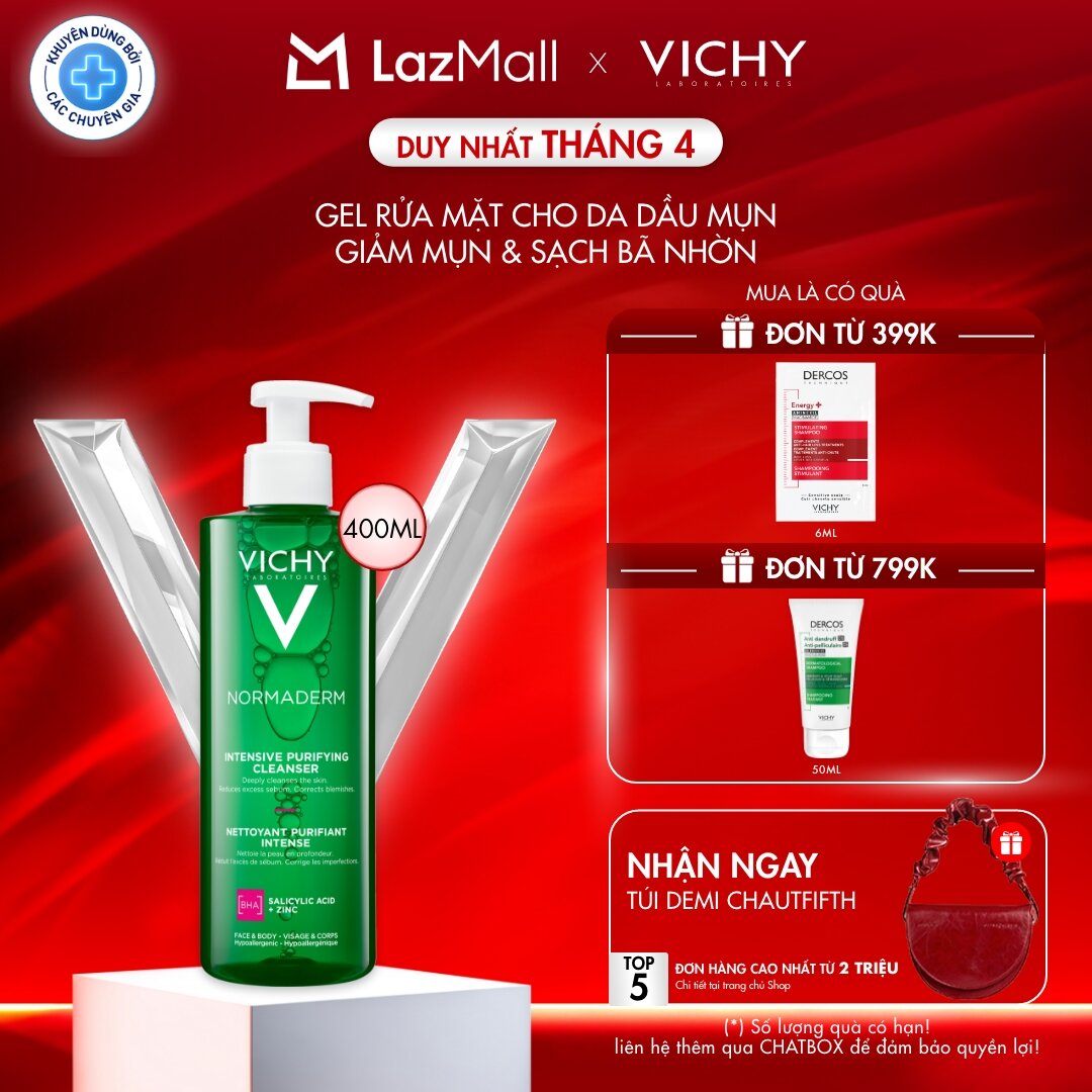 Sữa rửa mặt dạng gel làm sạch sâu giảm bã nhờn Vichy Normaderm Phytosolution