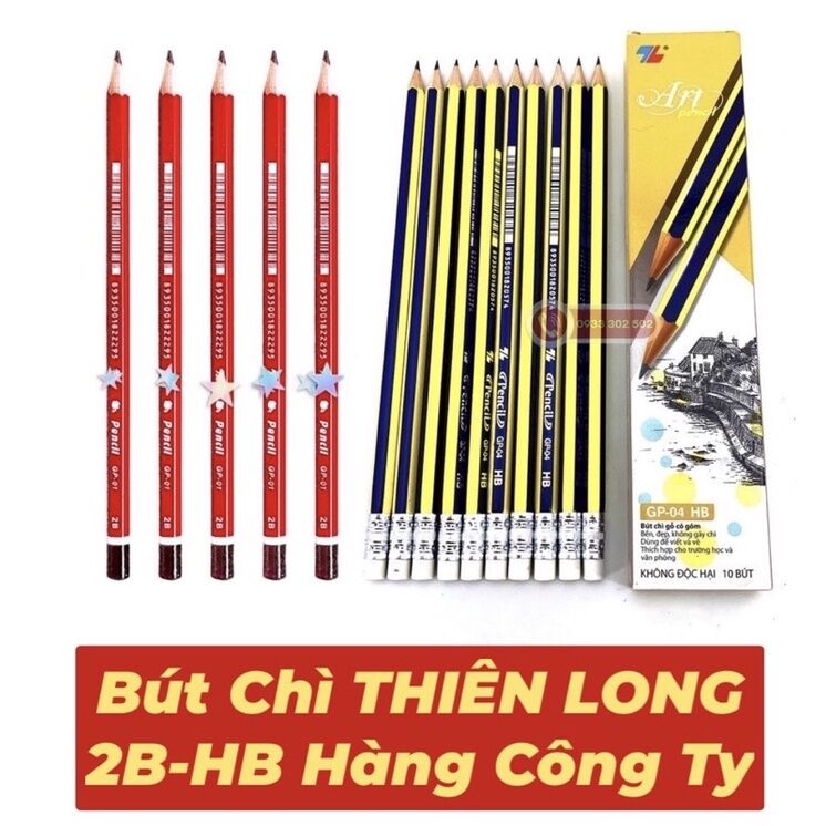 COMBO 10 cái bút chì 2B,HB nét đậm hàng công ty chính hãng