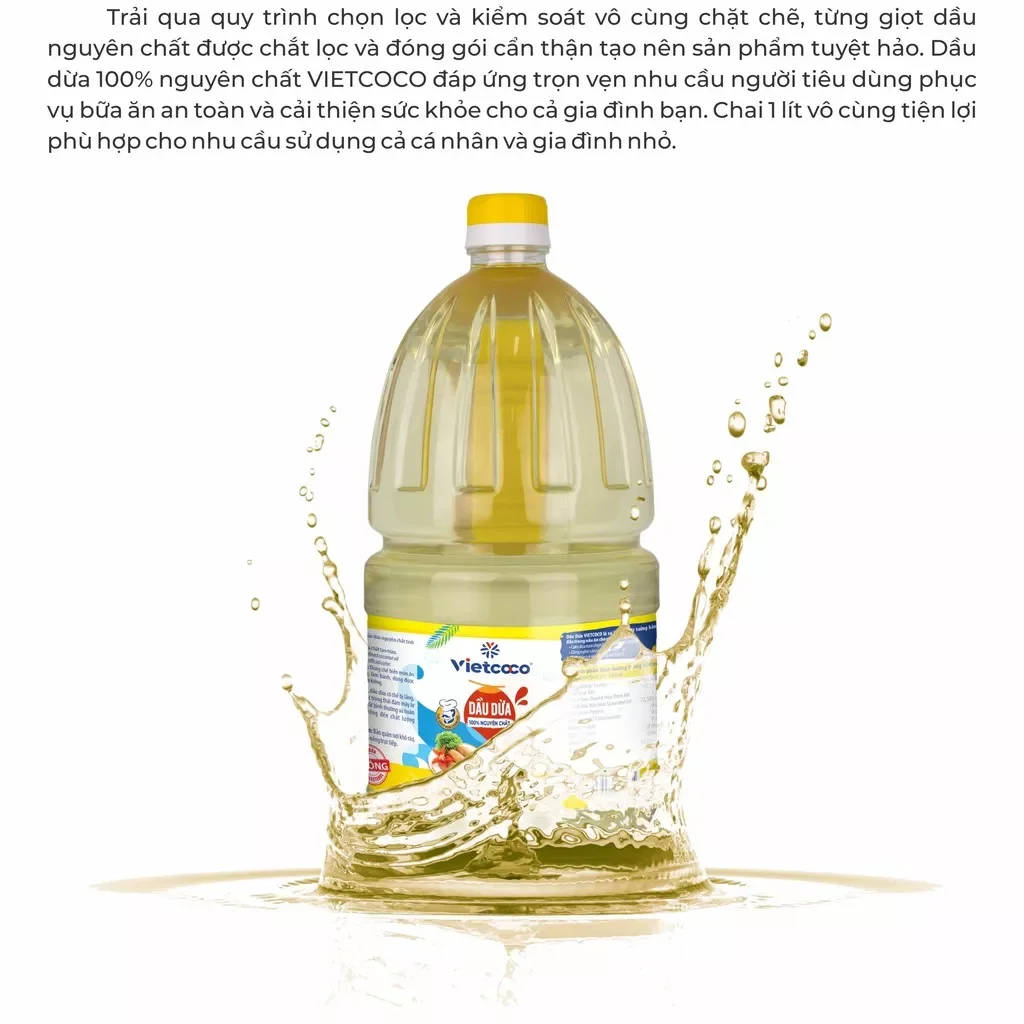 Dầu dừa VIETCOCO (100% nguyên chất) - Chai 2L