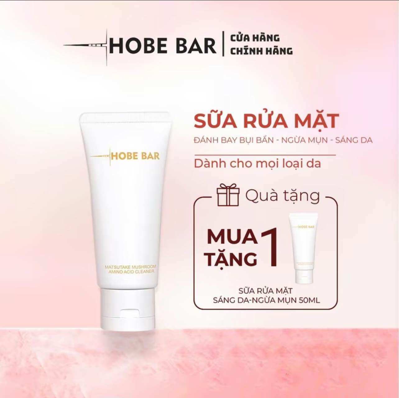 [MUA 1 TẶNG 1] COMBO 2 TUÝP Sữa Rửa Măt Amino Acid HOBEBAR (50ml) Dịu nhẹ/ Dưỡng ấm Nữ Skincare Cleansing Cleanser