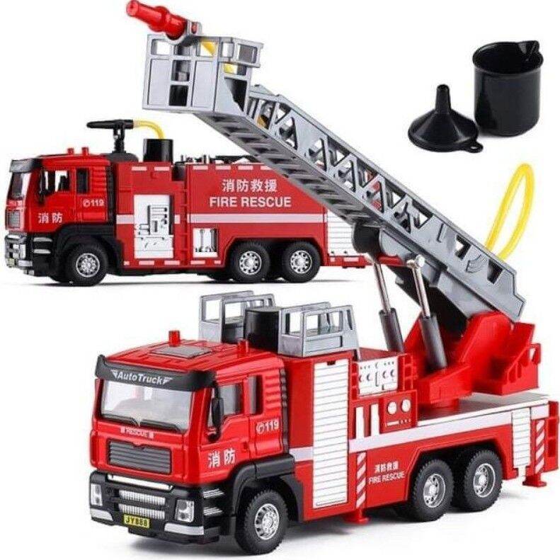 ĐỒ CHƠI XE CỨU HOẢ PHUN NƯỚC KIM LOẠI TỈ LỆ 1:50 ÂM THANH ĐÈN