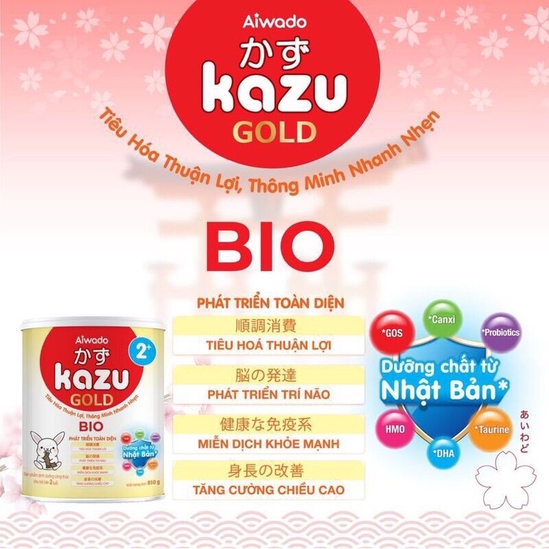 Sữa bột Kazu BIO gold 0+, 1+, 2+. 810g/lon