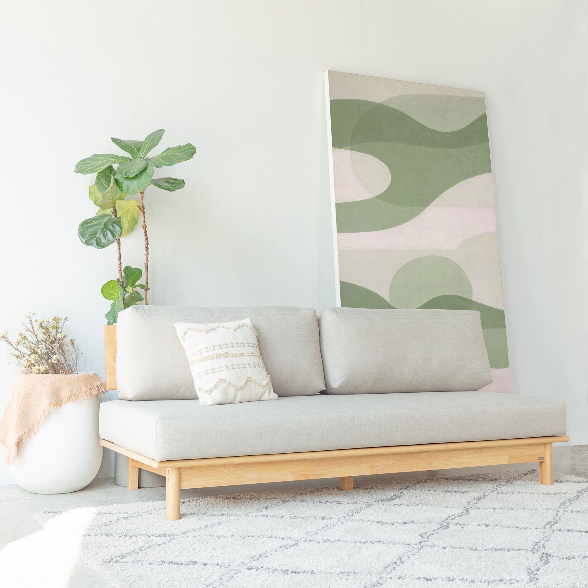 Ghế sofa gỗ cao su tự nhiên moho vline 601