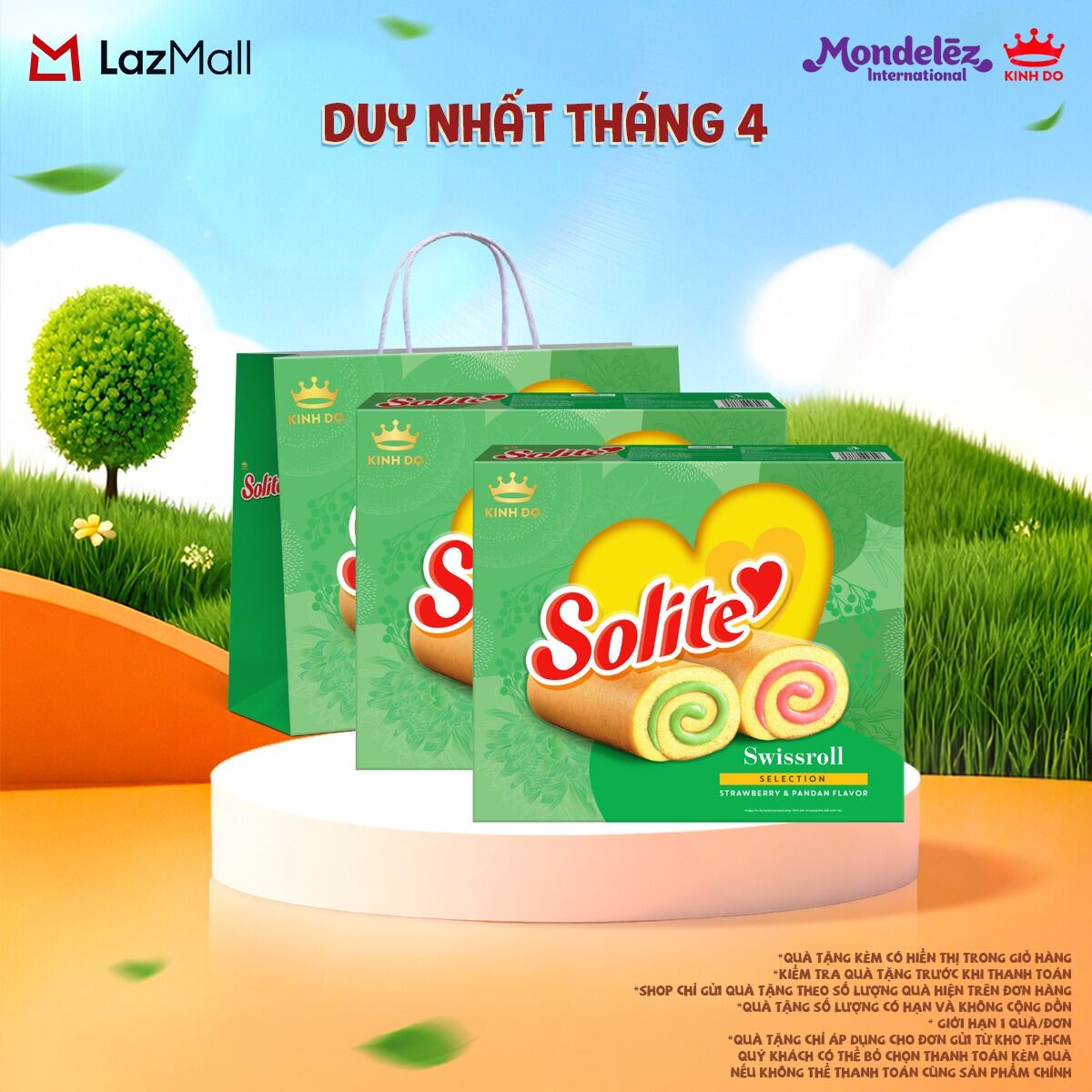 Combo of 2 Boxes of Solite Tet Gift Paper Cake Boxes Rolled Sponge Cake with Pineapple Leaf and Strawberry Flavors, Box X 324g